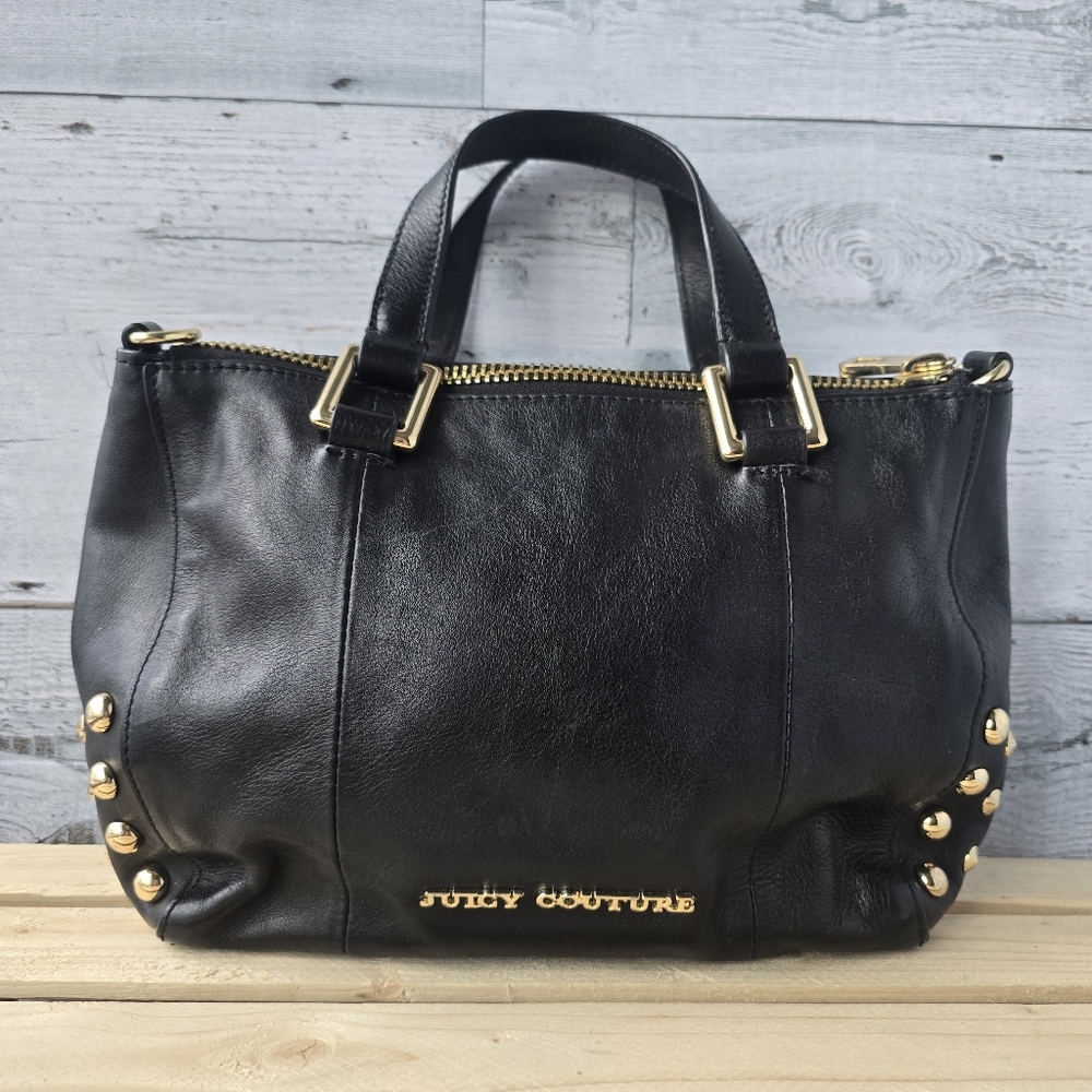 Juicy Couture Hobo Bag Gold Studded Shoulder Cow Leather Purse Missing Strap